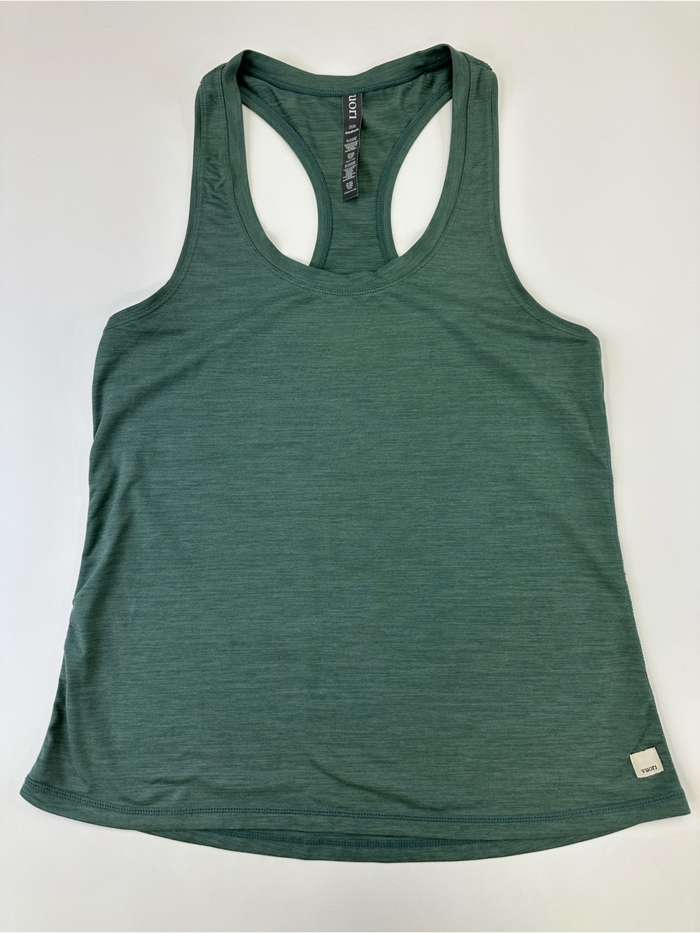 Vuori Lux Performance Tank Heathered Green Racerback Womens Medium Workout Gym